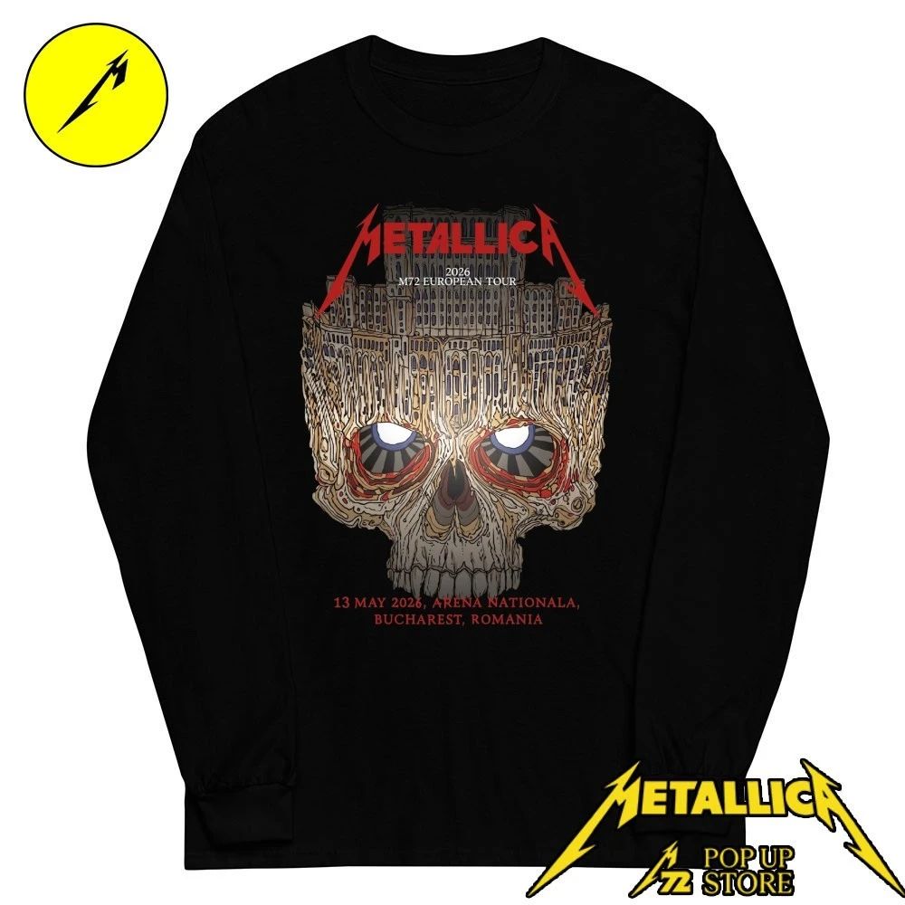 Metallica 2026 M72 European Tour May 13, 2026 Arena nationala, Bucharest , Romania Palace Of Parliament Skull Art Shirt