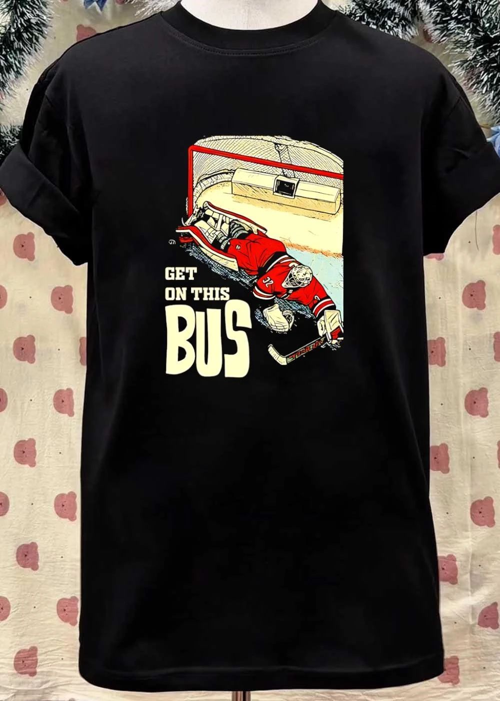 Hockey Goalie Save Get on This Bus Carolina Hurricanes T-Shirt