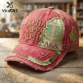 Alpha Kappa Alpha Pink Distressed Baseball Cap