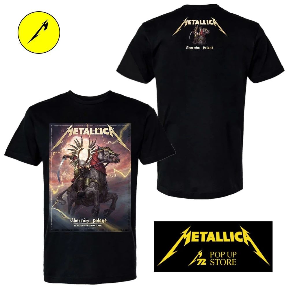Metallica M72 Chorzow Pop Up Shop Limited Edition Poster At Stadion Slaski In Chorzow Poland On May 10 2026 Art By Jakub Jagoda Ride The Light Horse Two Sided Shirt