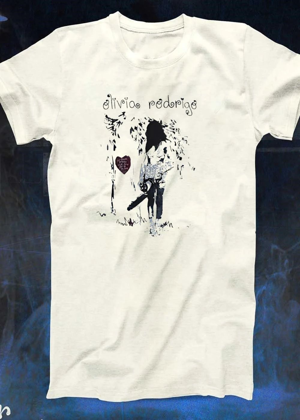 Olivia Rodrigo Girl with Chainsaw and Wolf Heart T-Shirt