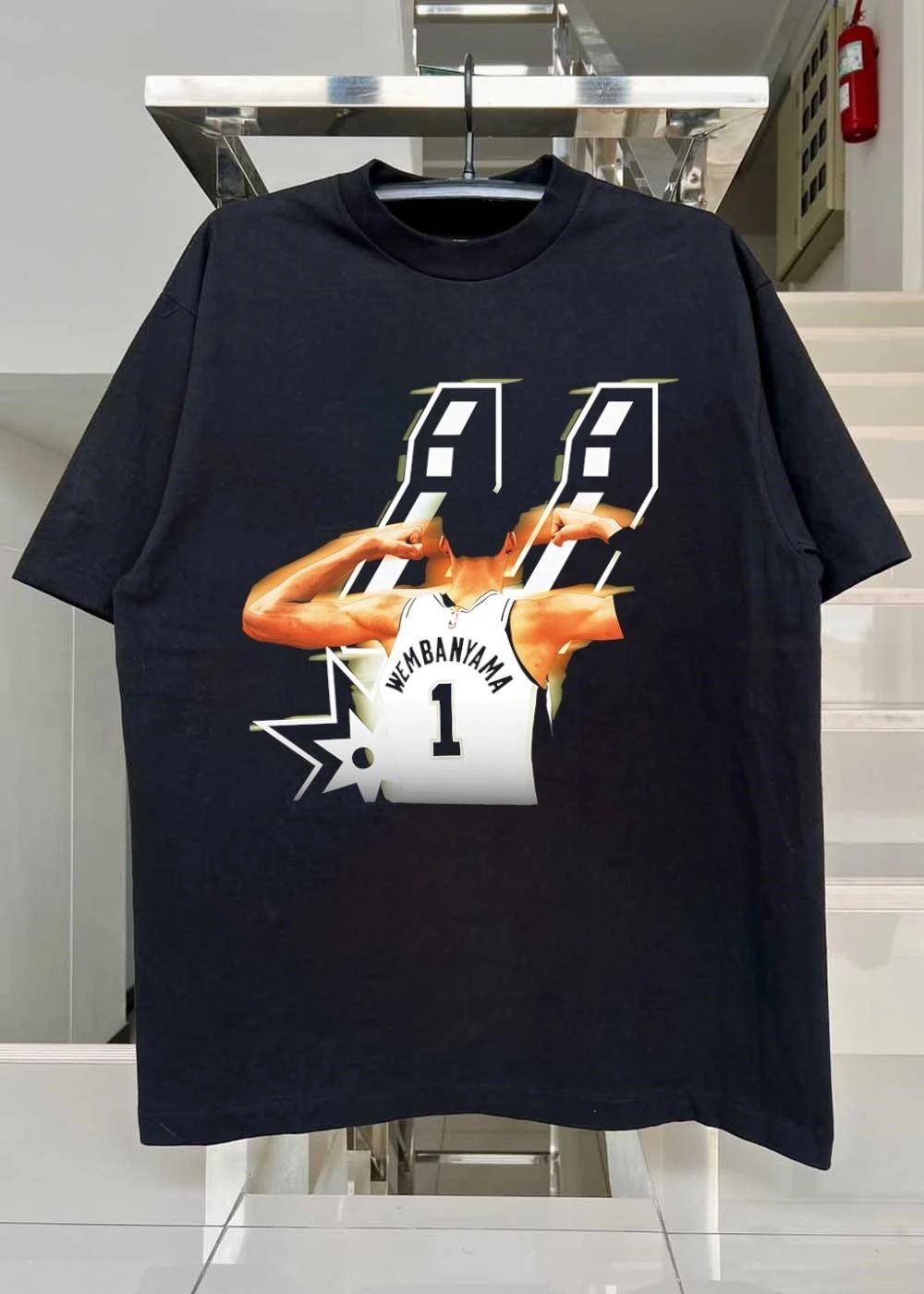 Wembanyama Flexing Back View Wembanyama 1 NBA San Antonio Spurs T-Shirt
