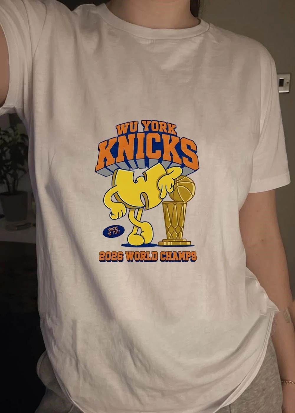 Wu York Knicks In Five 2026 World Champs Mascot Basketball Shirt