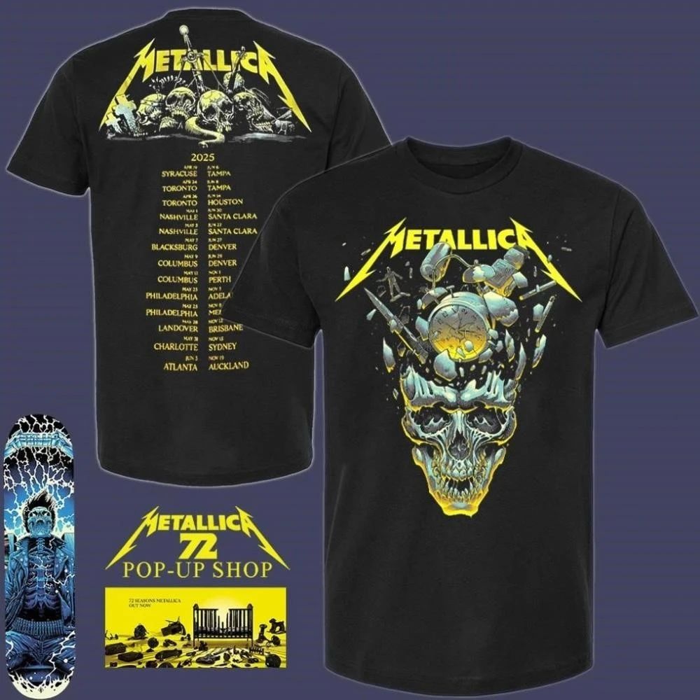 Metallica M72 World Tour 2025 Merch Tour Dates Shattered Skull Two Sided T-Shirt