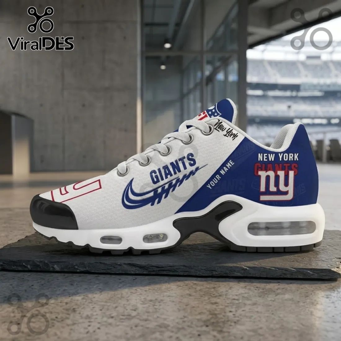New York Giants Custom Name Max Plus Sneakers