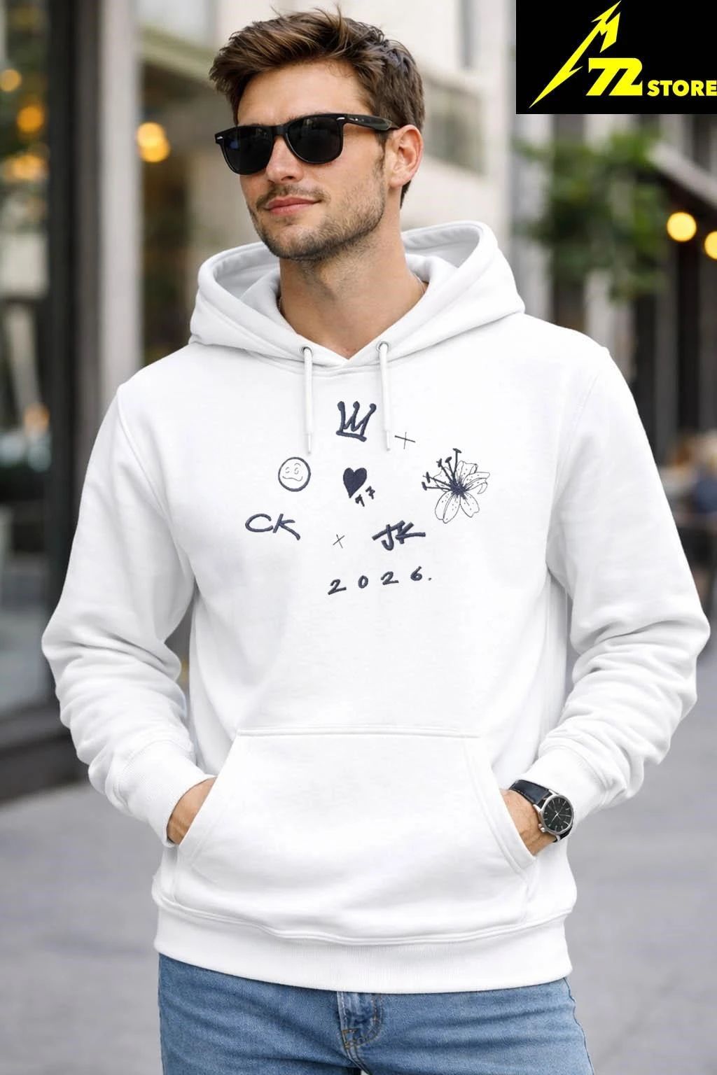 CKJK 2026 Graphic Crown Heart Floral Shirt