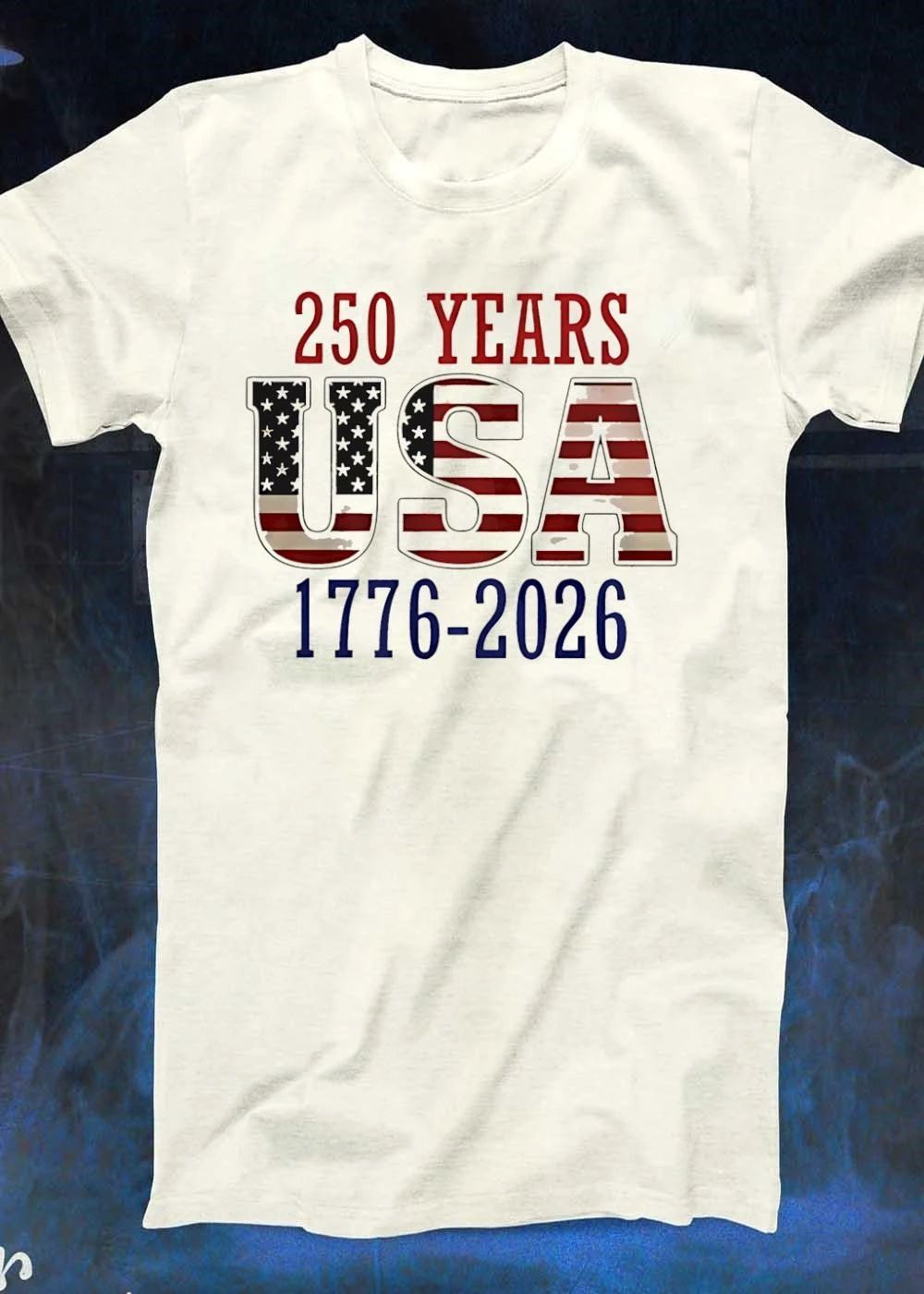 250 Years USA 1776-2026 American flag typography shirt
