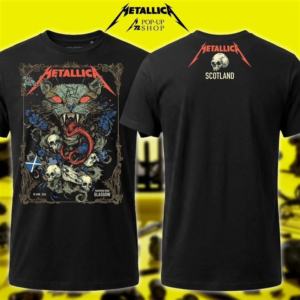 Metallica Concert Poster Glasgow – Wolf Skull Jack White Duck Editions Pop-Up Art T-shirt