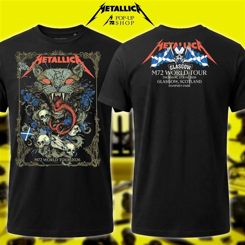 Hampden Park Glasgow, Scotland 25th June 2026 Shirt Metallica M72 World Tour 2026 Concert Wolf Skull Jack