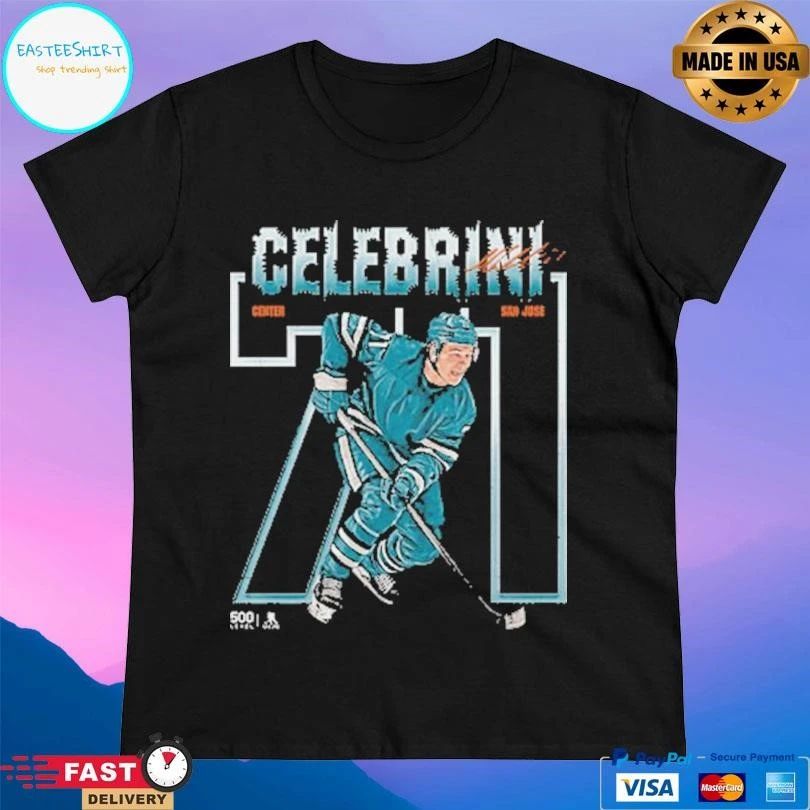 Macklin Celebrini San Jose Number Outline 71 T-shirts