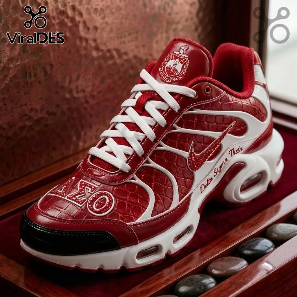 Delta Sigma Theta Crocodile Red Air Max Plus Sneakers