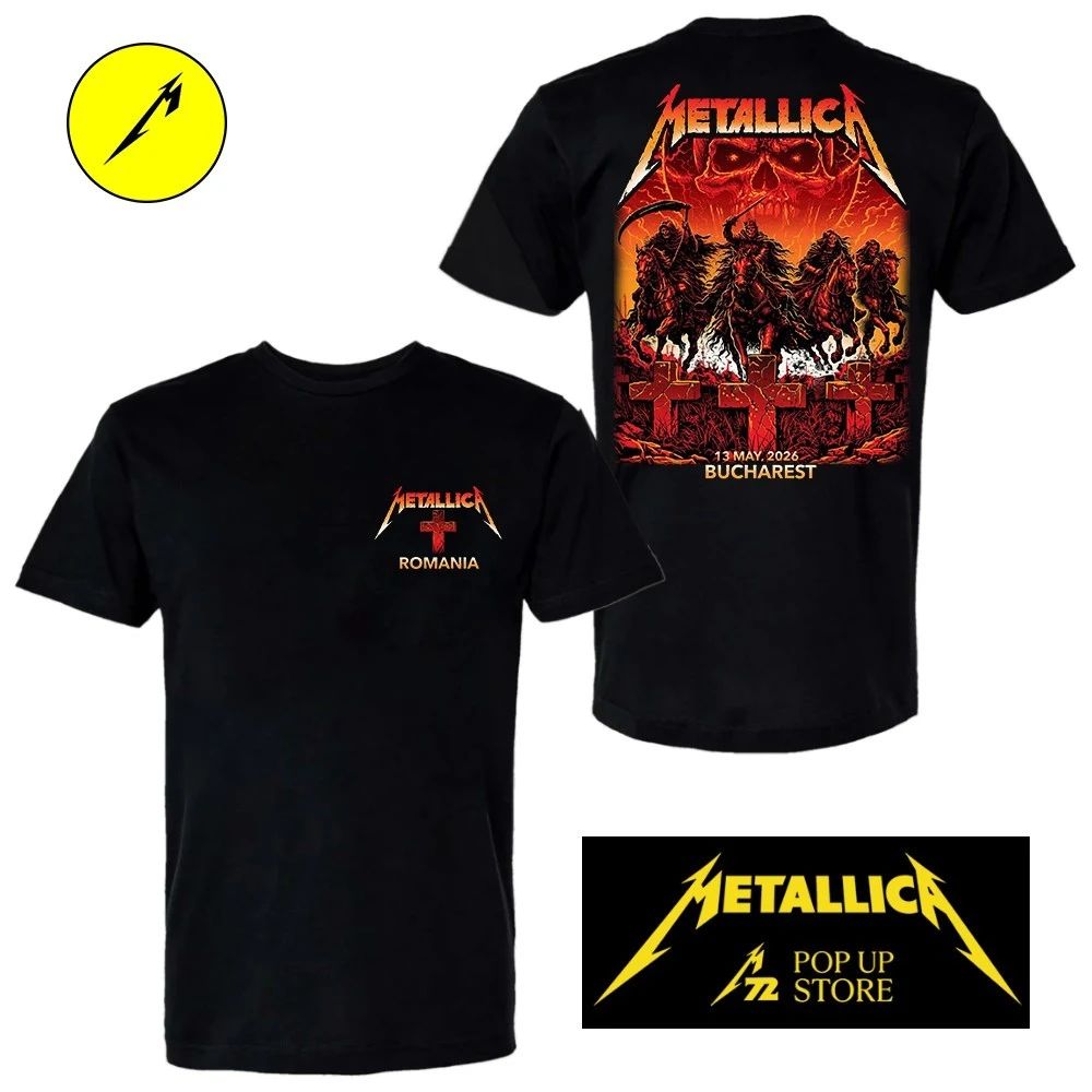 Metallica Pop-Up M72 Bucharest 2026 Tee By Maxx242 In Romania On May 13 2026 At Arena Nationala Double-Sided T-Shirt