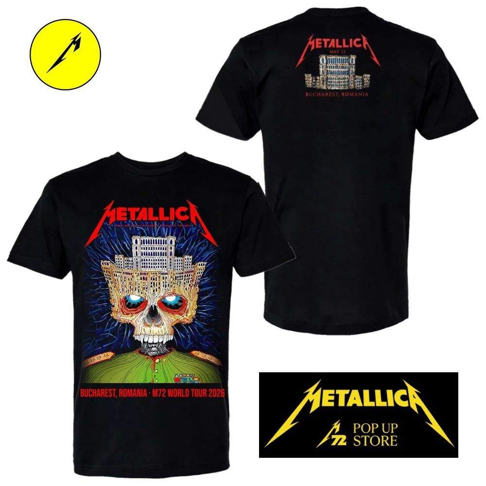 Metallica M72 Bucharest Limited Edition Show May 13, 2026 By Matei Apostolescu Merch Two Sided Shirt