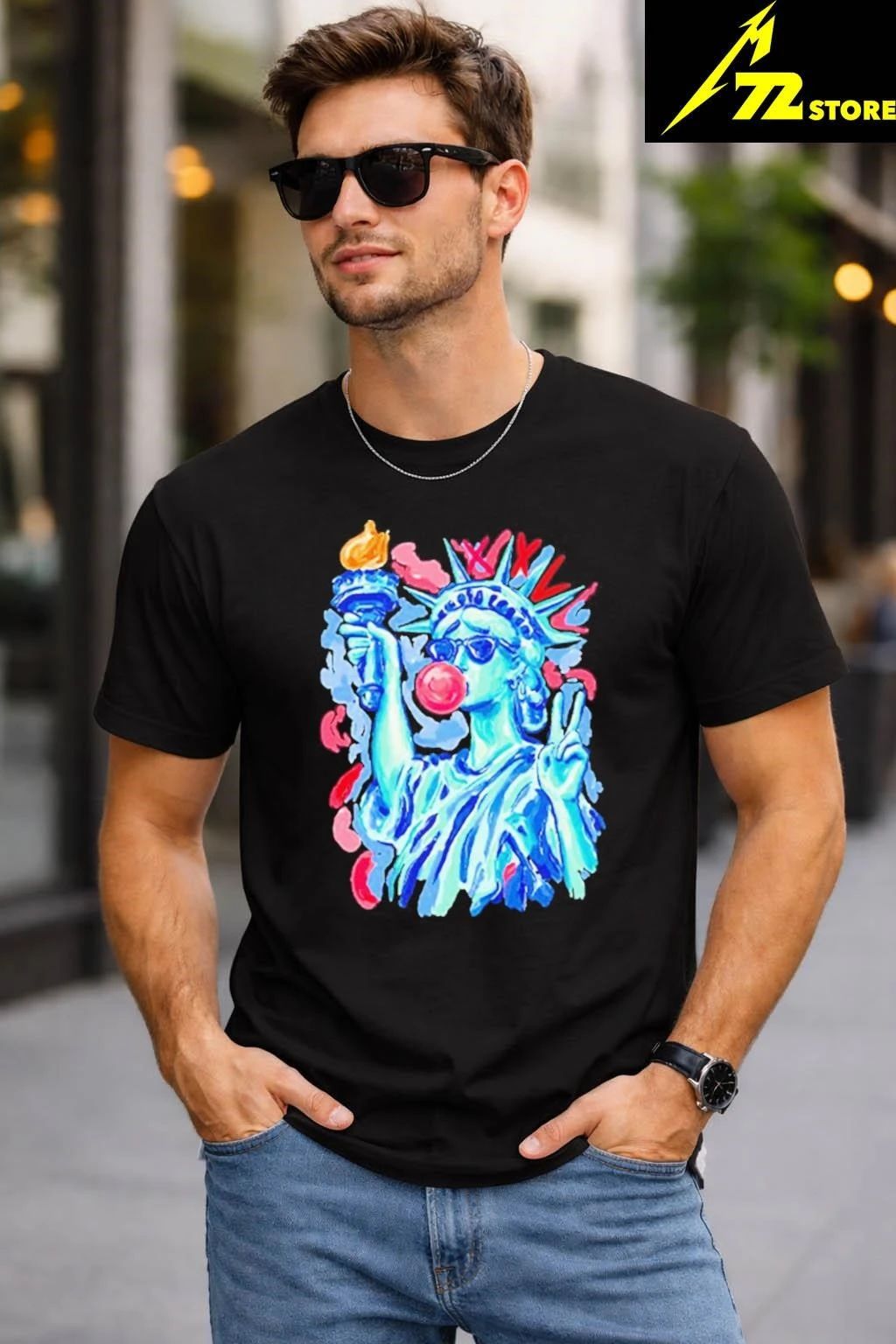 Statue Of Liberty Blowing Bubble Gum 4th Of July Shirt