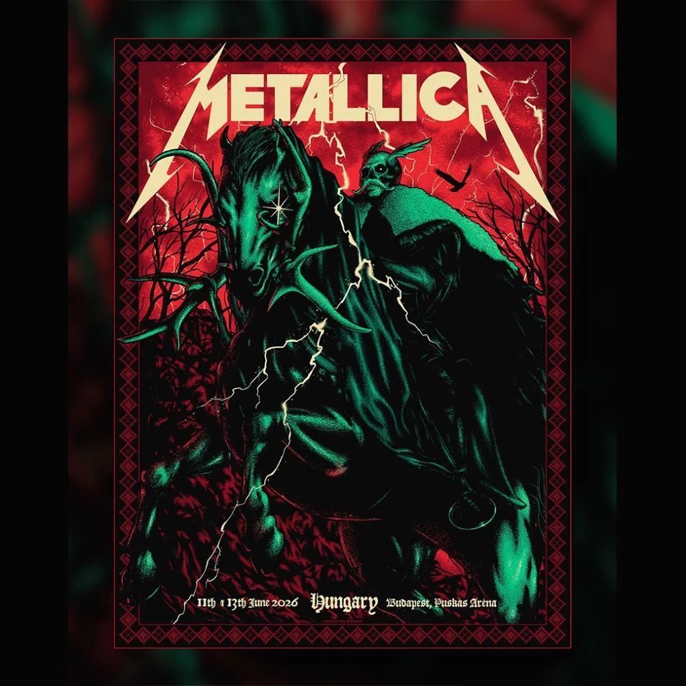 Metallica M72 Budapest June 11-13 2026 Poster Design Alex Almeida Pop-Up Shop