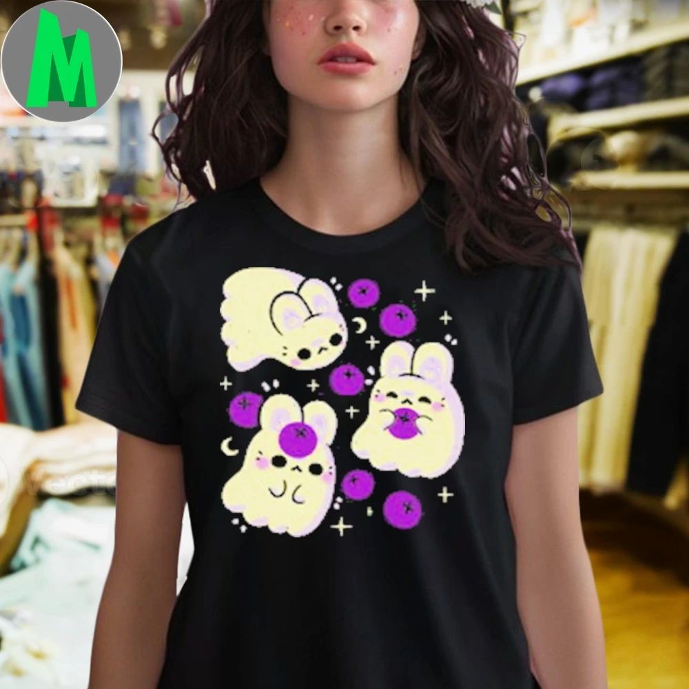 Cute Bunny Ghosts and Blueberries Shirt