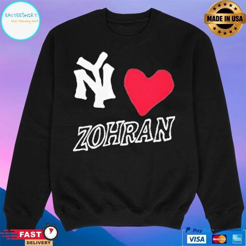New York Yankees Loves Zohran Heart Shape T-shirts