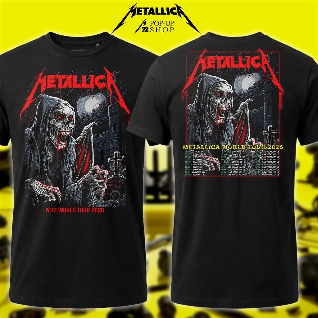 Metallica Pop-Up Shop Glasgow Shirt – M72 World Tour 2026 Cities List Concert Schedule – Art By Landon Armstrong
