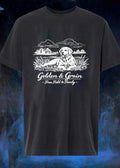 Golden & Grain From Field to Family Dog Lying in Grass T-Shirt