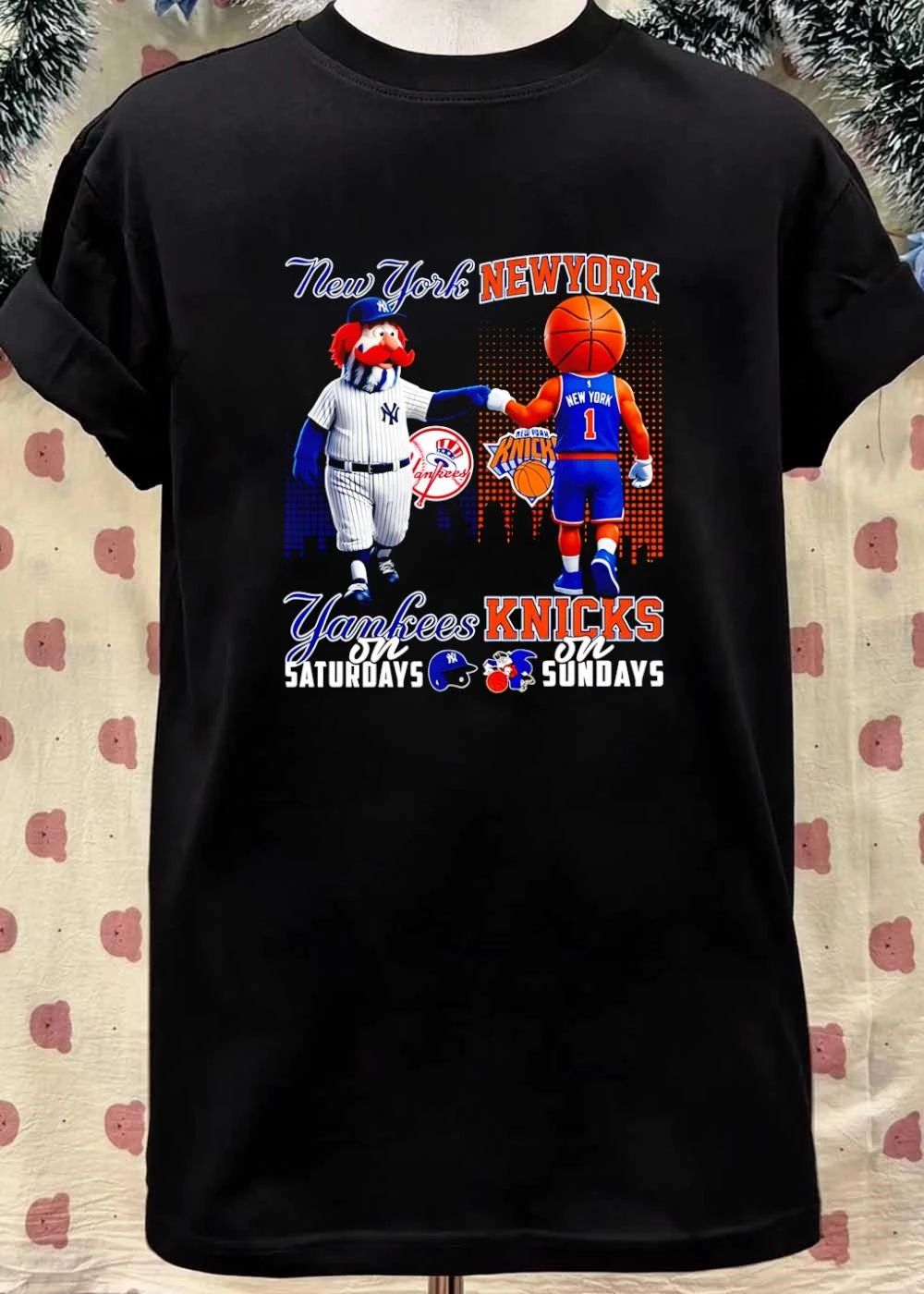 New York Yankees Saturday Knicks Sunday Mascot Player Graphic Design shirt