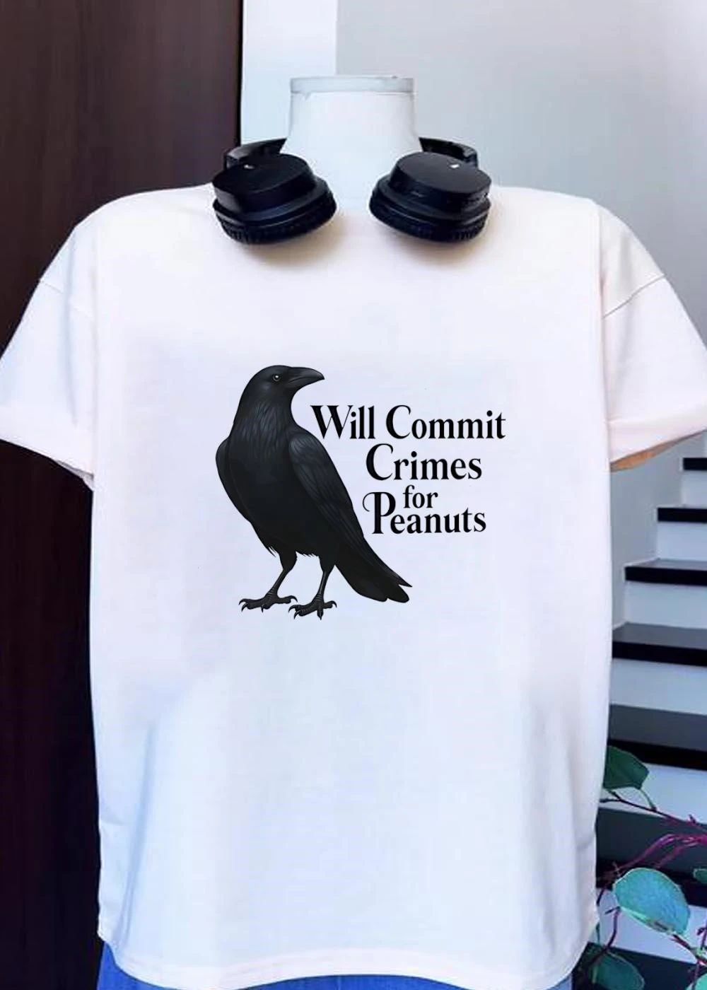 Will Commit Crimes For Peanuts Black Crow Raven shirt