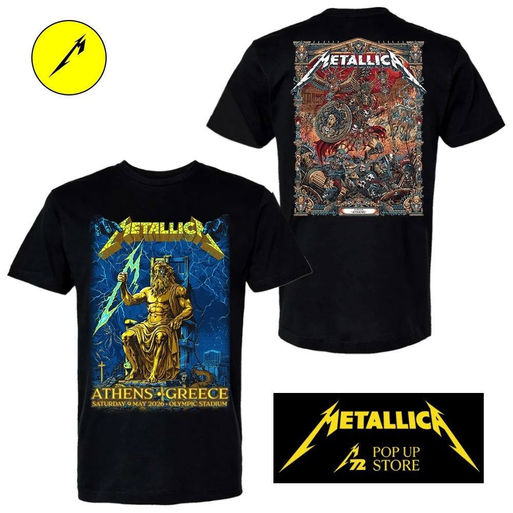 Metallica M72 Athens Tee For Olympic Stadium In Athens Greece On May 9 2026 Two Sided Shirt
