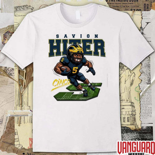 2026 Valiant University of Michigan Football Savion Hiter Caricature t-shirt