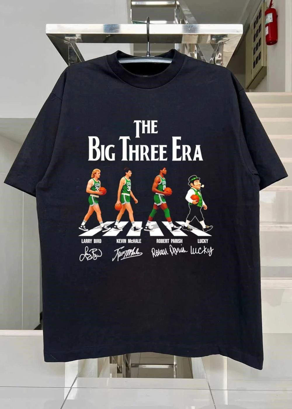 Larry Bird Kevin McHale Robert Parish Lucky Walking the Big Three Era T-Shirt
