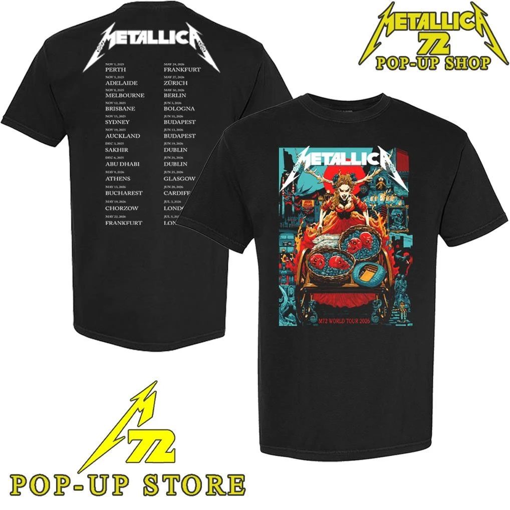 Metallica M72 Dublin Ireland 21, 2026 Art By Mick Cassidy Europe Tour Dates T-Shirt