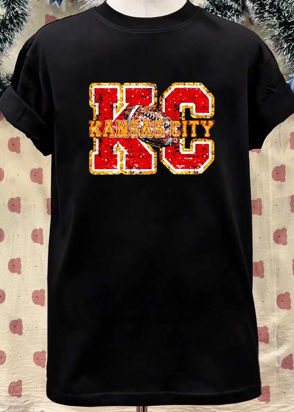 Kansas City Chiefs Football Faux Sequin shirt