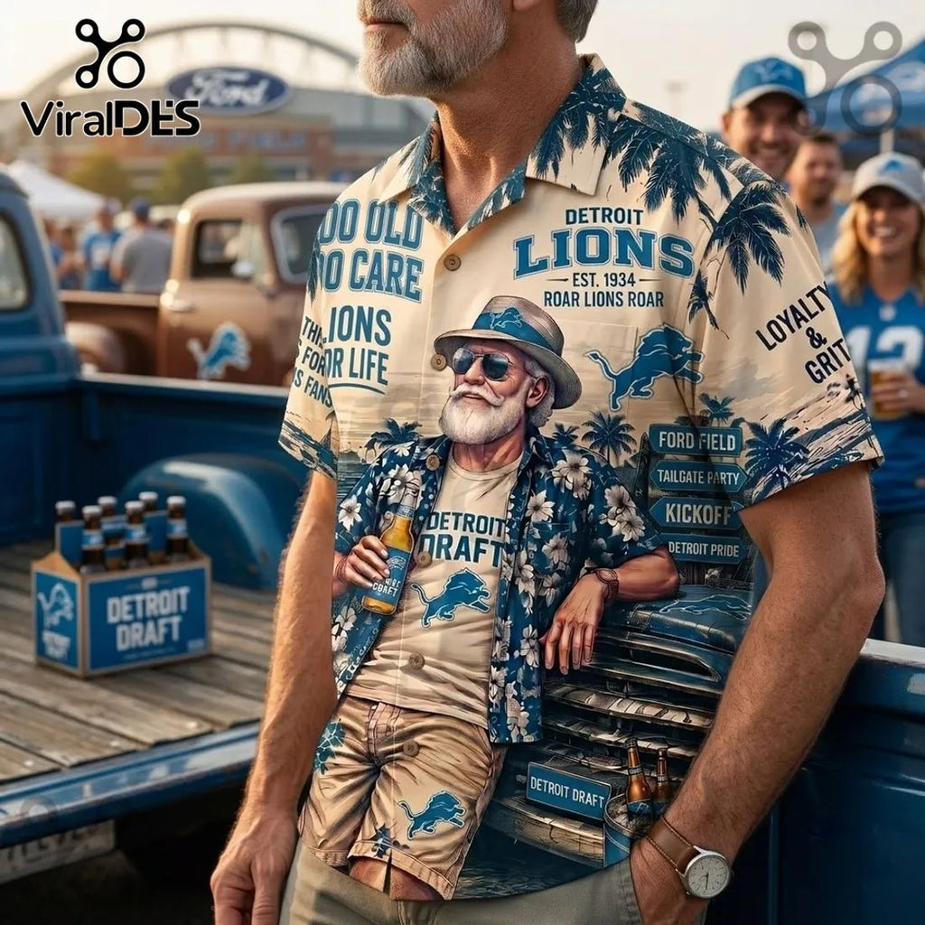Detroit Lions Tropical Pattern Hawaiian Shirt