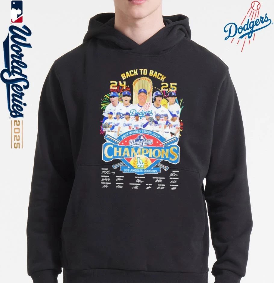 Back To Back 2024-2025 World Series Champions Los Angeles Dodgers Signatures Classic T-Shirt
