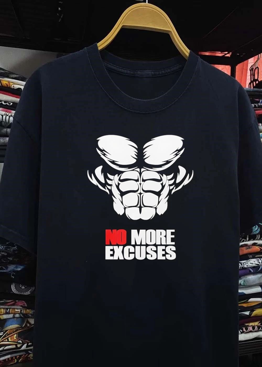 Fitness Apparel’ Abdominal Muscle Workout No More Excuses T-Shirt