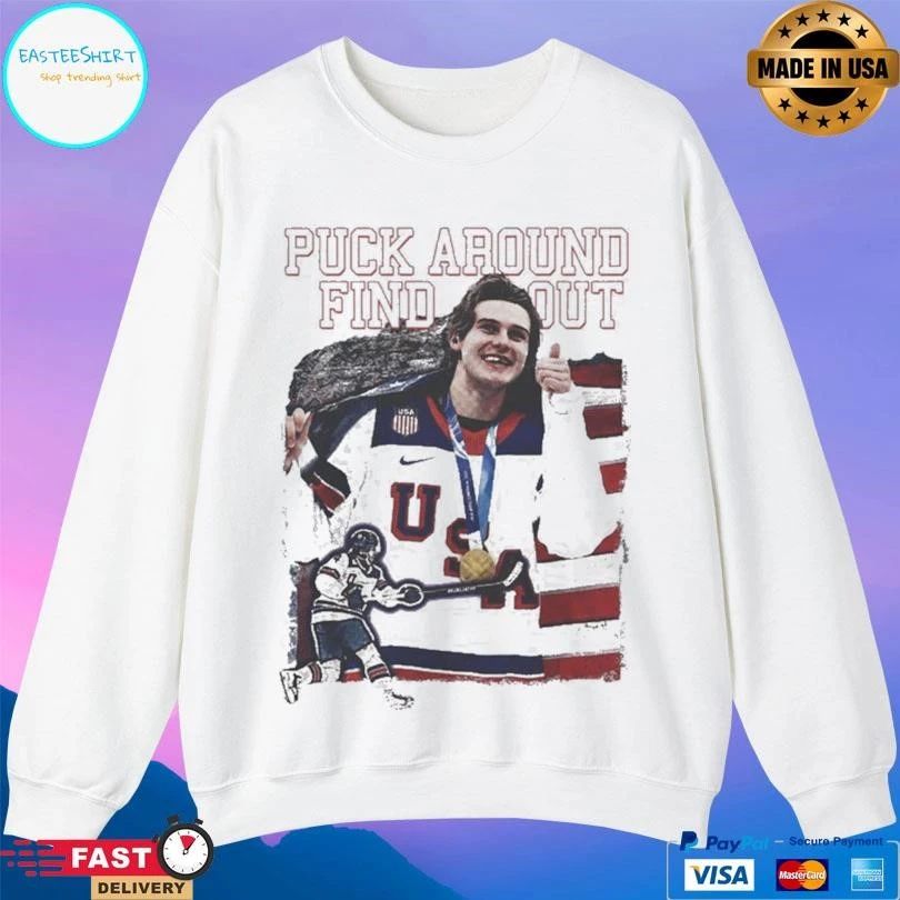 Jack Hughes Puck Around Find Out Champions 2026 T-shirts
