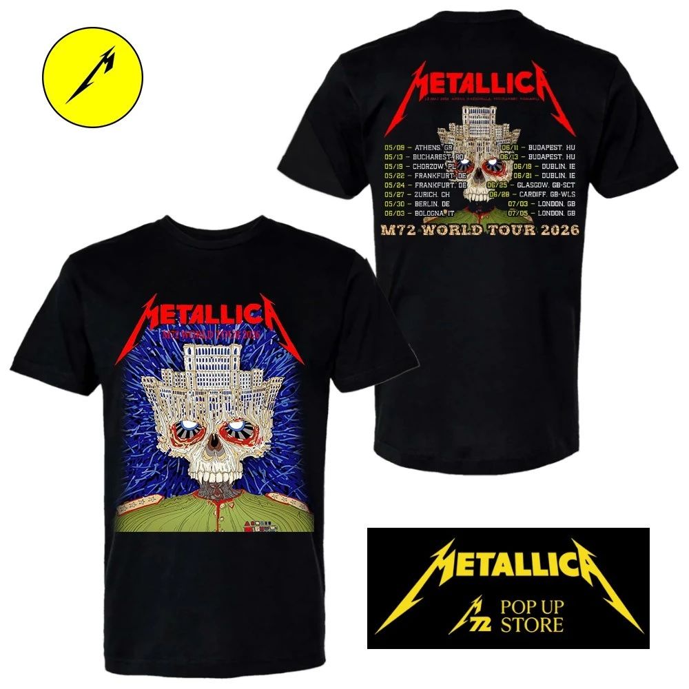 Metallica M72 Bucharest World Tour 2026 Shirt May 13, 2026 Arena Nationala, Romania Poster Palace of the Parliament Skull
