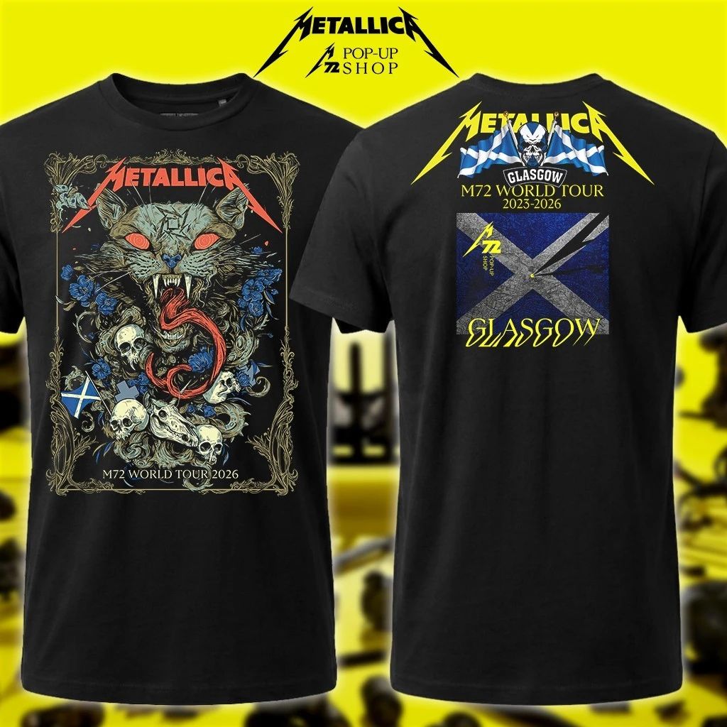 Wolf Skull Jack Art Shirt Metallica M72 World Tour 2026 Glasgow, Scotland Flags 25th June 2026 Merch