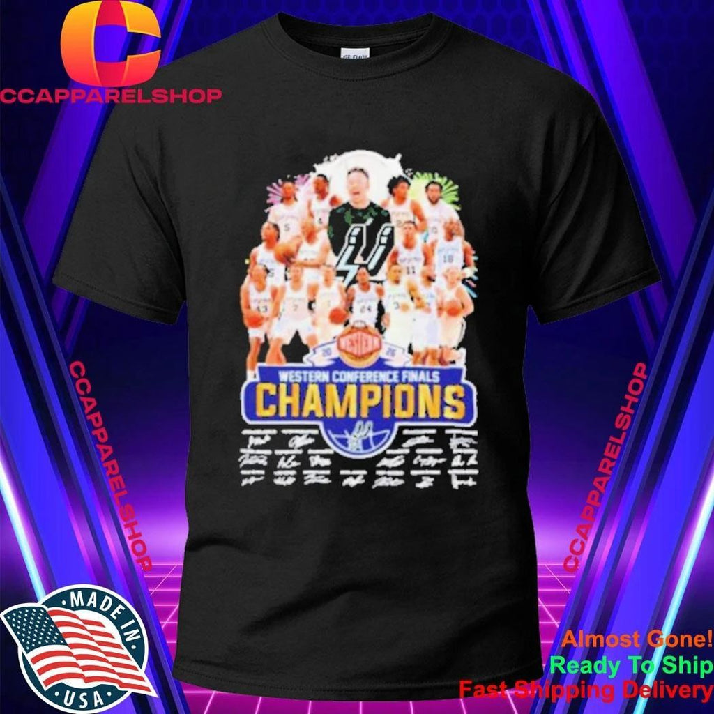 San Antonio Spurs Basketball Western Conference Champions 2026 signatures Shirt