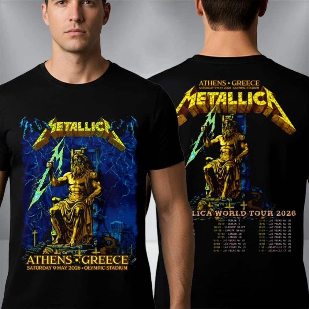 Metallica M72 Athens Greece 2026 At Olympic Stadium On 9 May 2026 Zeus The King Of Gods Rock Concert Tour Shirt