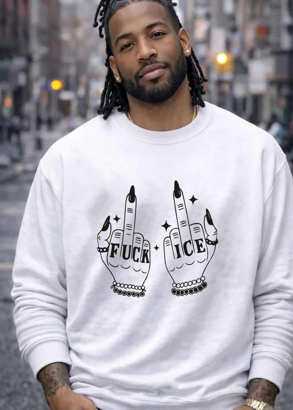 Fingers Showing Middle Gesture Fuck ICE T-Shirt