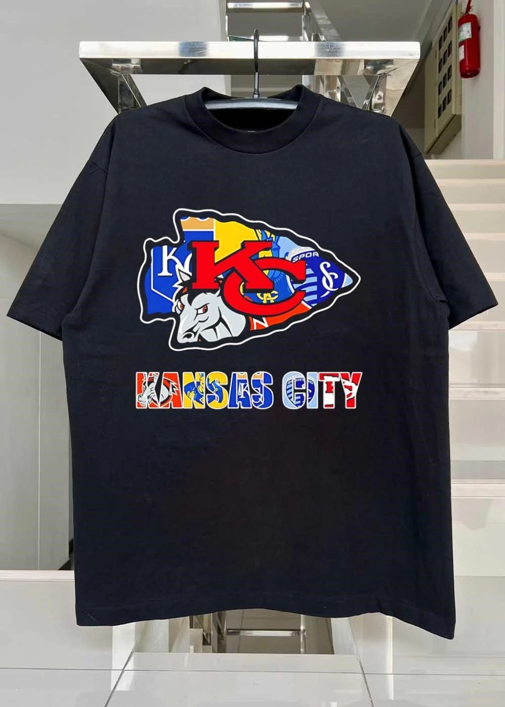 Kansas City Collage Kansas City Arrowhead Mascot Sports Team T-Shirt