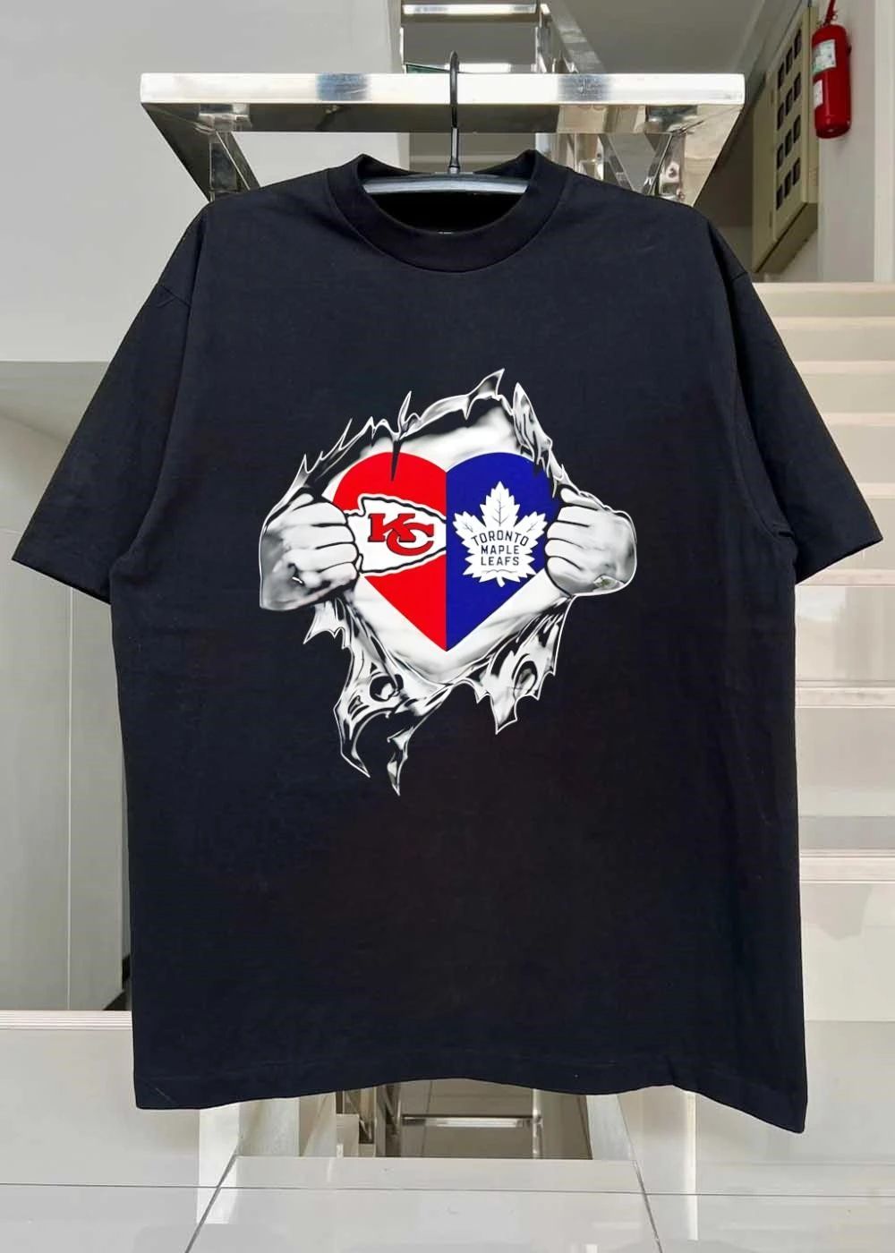 Torn Skin Effect Heart KC and Toronto Maple Leafs Fan Shirt