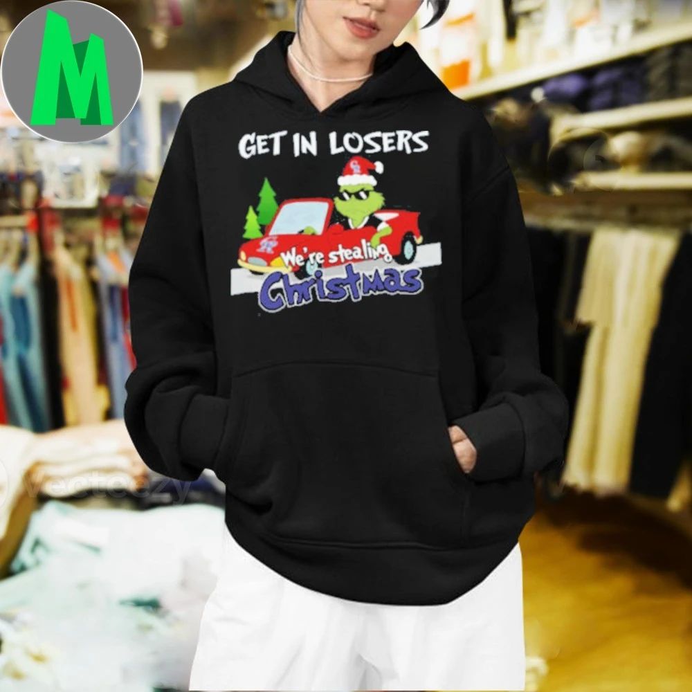 Colorado Rockies Grinch Christmas Get In Losers We’re Stealing Christmas Holiday Logo Shirt