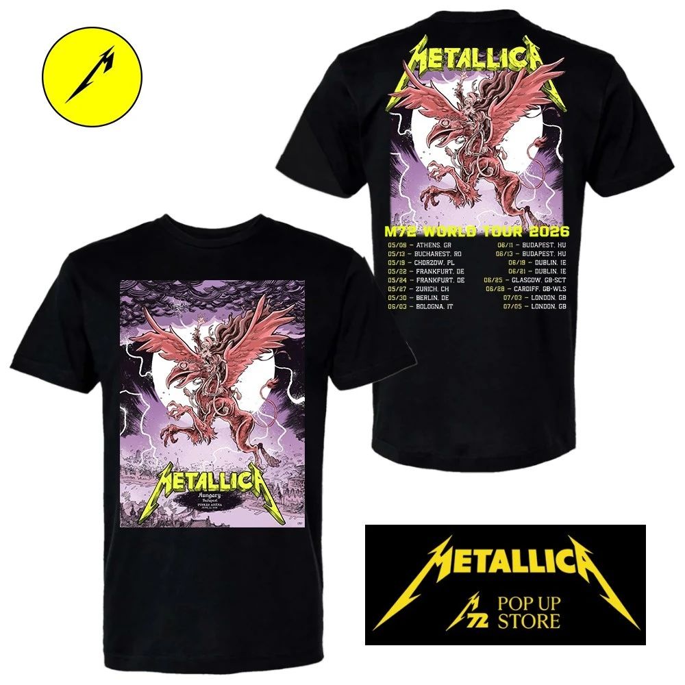 Metallica Budapest 2026 Double-Sided T-Shirt – June 13 at Puskás Aréna, Hungary