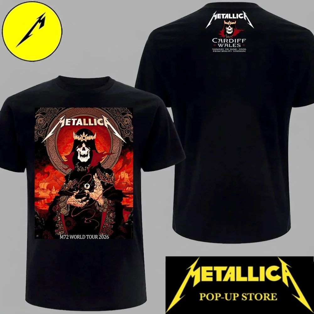 Metallica Celtic Skull King Graphic Tee Cardiff 2026 Principality Stadium