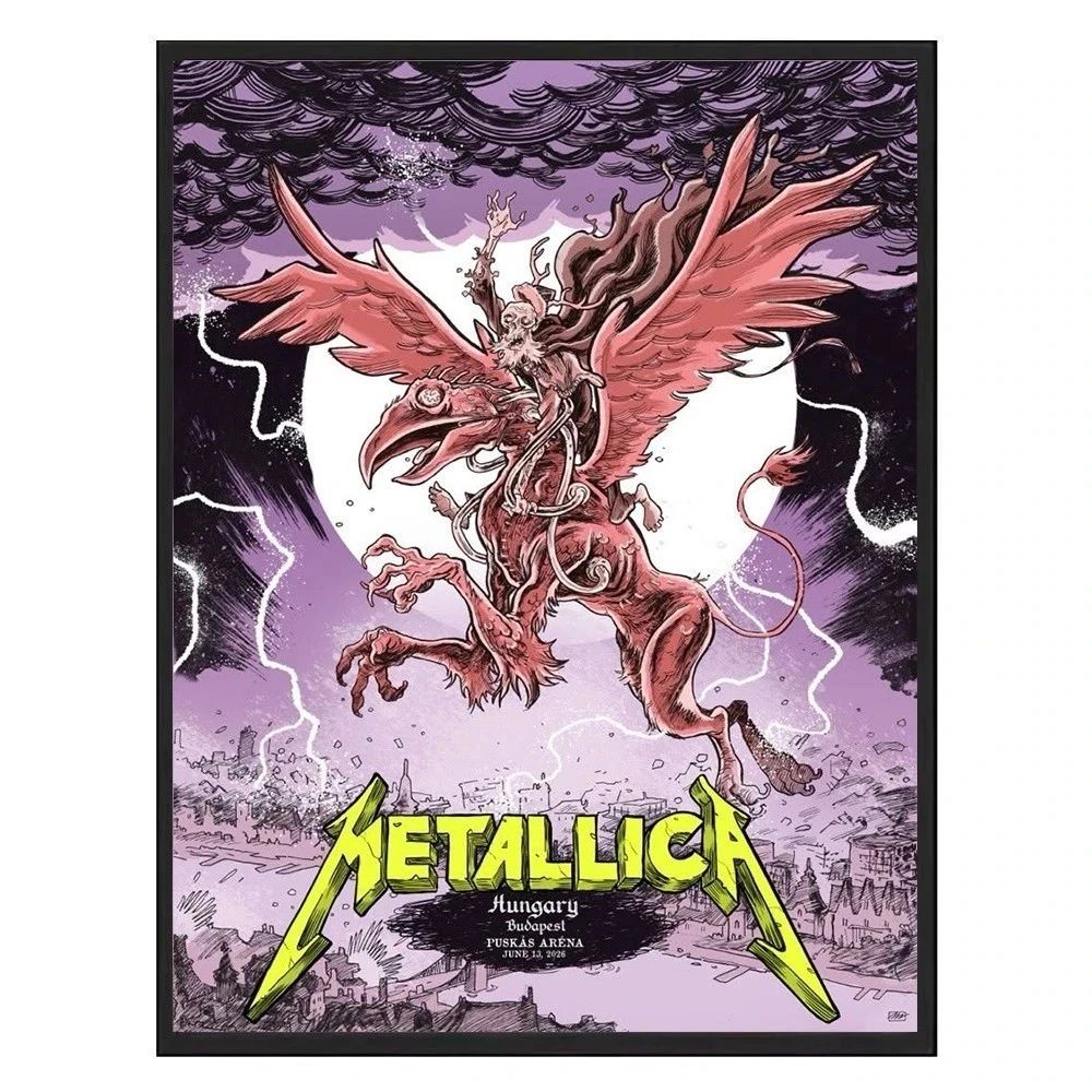 Metallica M72 Budapest 2026 Poster – Night 2, June 13 at Puskás Aréna Hungary – Artwork by Mark Laszlo