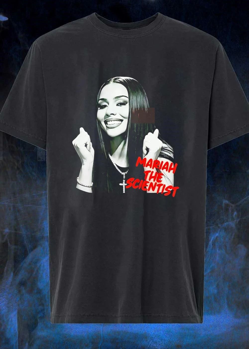 Mariah the Scientist Smiling Portrait Black and White T-Shirt