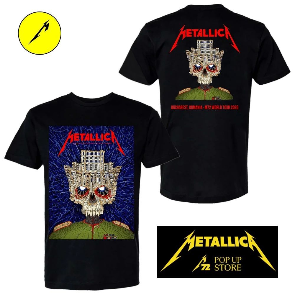 Metallica M72 Bucharest Pop-Up Shop at Arena Națională, Romania May 13, 2026 by Matei Apostolescu Two Sided Shirt