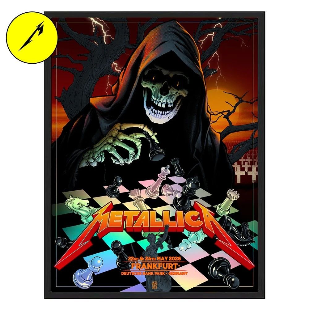 Metallica M72 Frankfurt Night 1 Pop-Up Shop Poster – May 22, 2026 in Germany – Grim Reaper playing chess