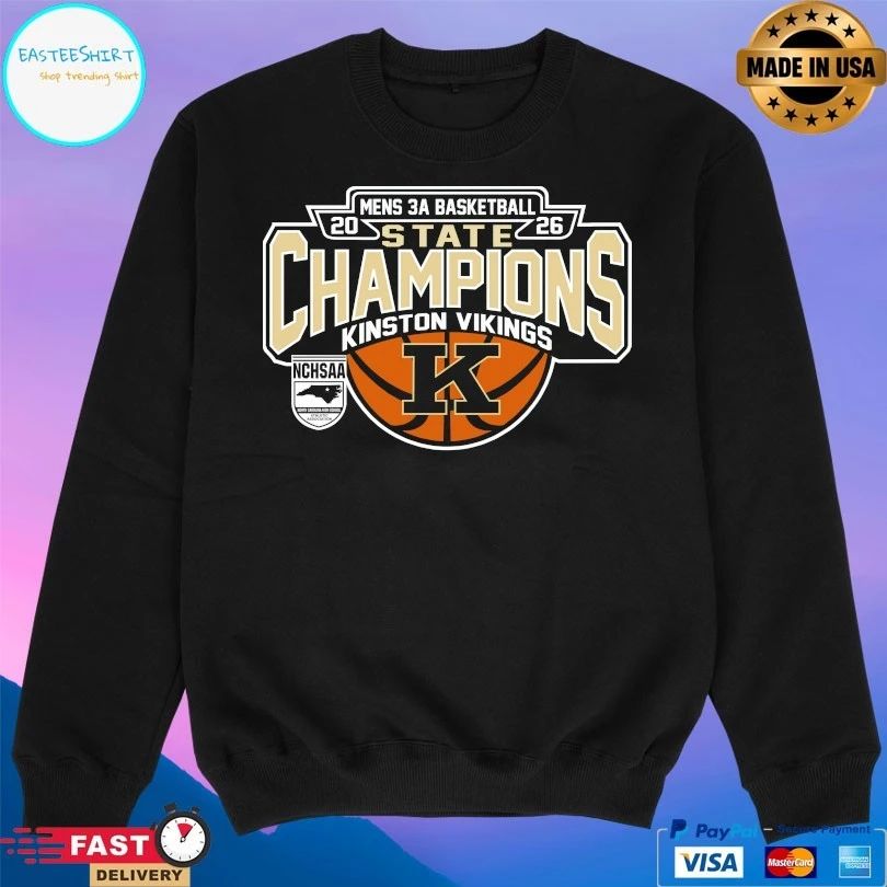 NCHSAA Men’s 3a Basketball State Champions Kinston Vikings 2026 T-shirts