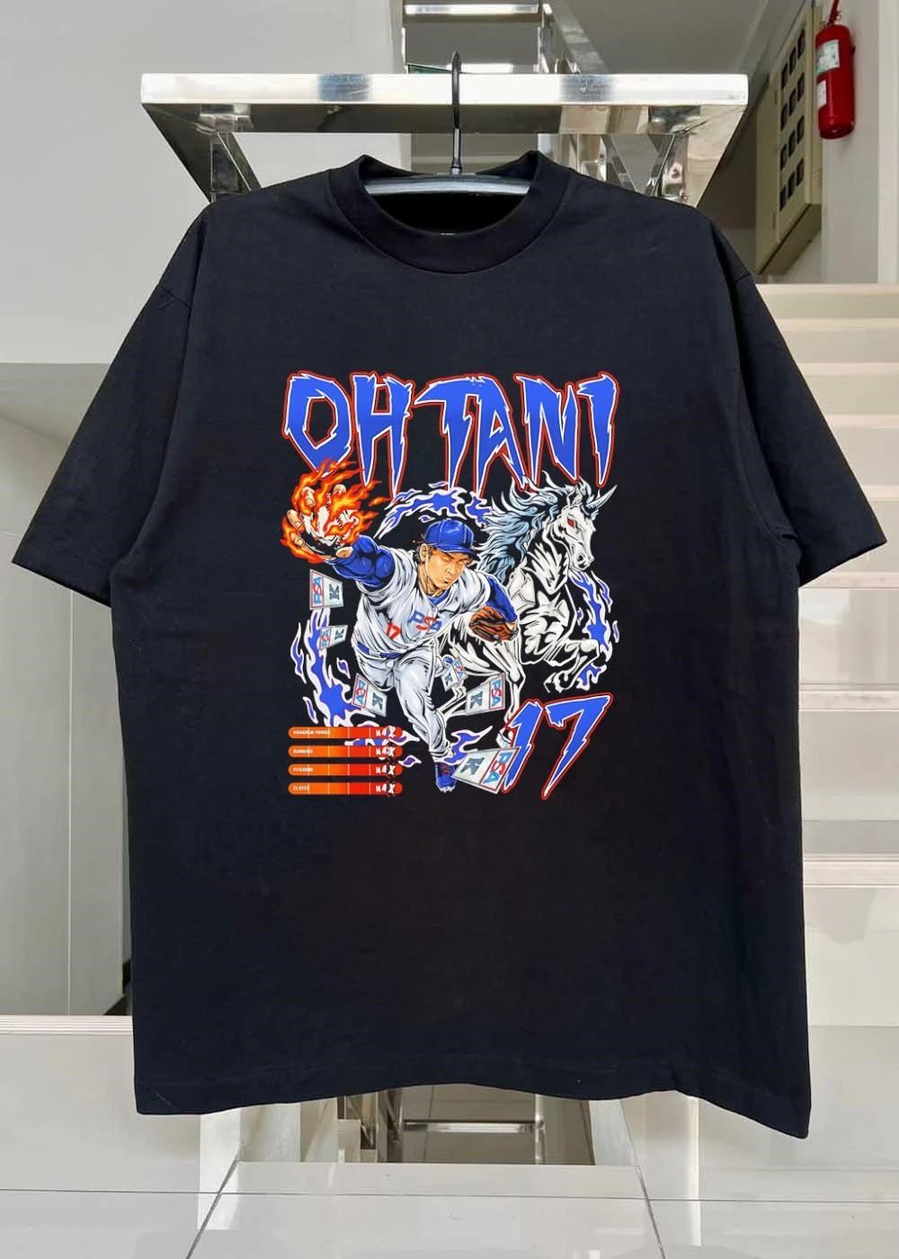 Shohei Ohtani Pitching Baseball With Unicorn Oh Tani 17 PSA T-Shirt